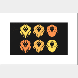 Yellow and orange transparent lions Posters and Art